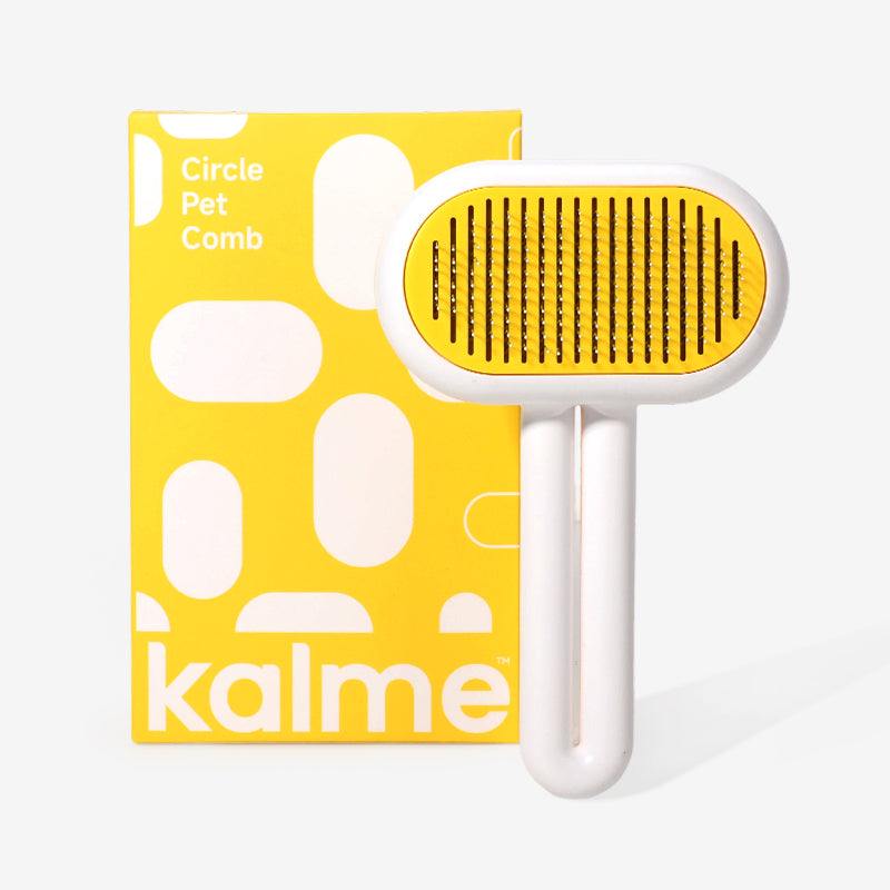 Pet Grooming Massage Brush for Cats & Dogs – Yellow Deshedding & Self-Cleaning Comb