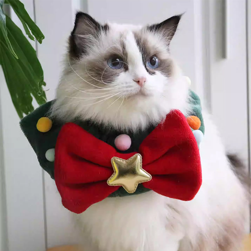 Christmas Pet Collar Bib with Bow Tie