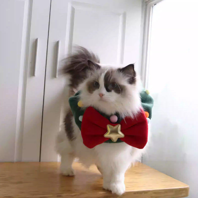 Christmas Pet Collar Bib with Bow Tie
