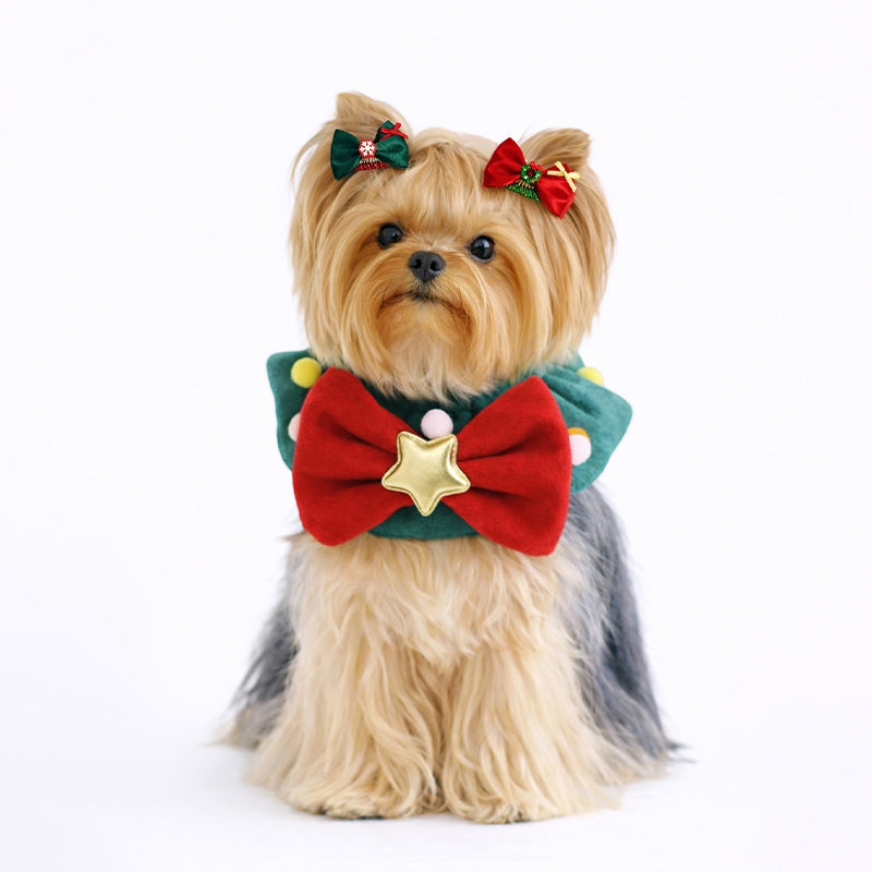 Christmas Pet Collar Bib with Bow Tie